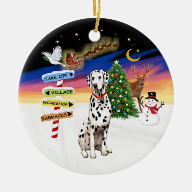 Xmas Signs - Dalmatian - red collar Ceramic Ornament (Front)