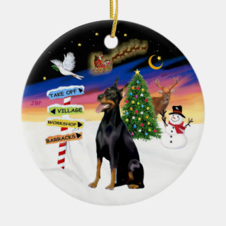 Xmas Signs - Doberman #1 Ceramic Ornament