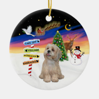 Xmas Signs - Lhasa Apso (R2) Ceramic Ornament