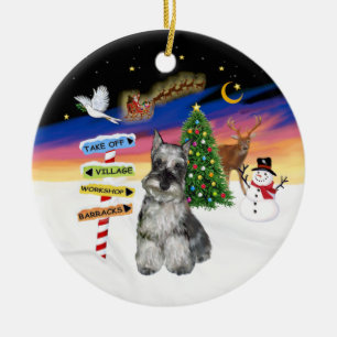 Xmas Signs - Schnauzer #4 Ceramic Ornament