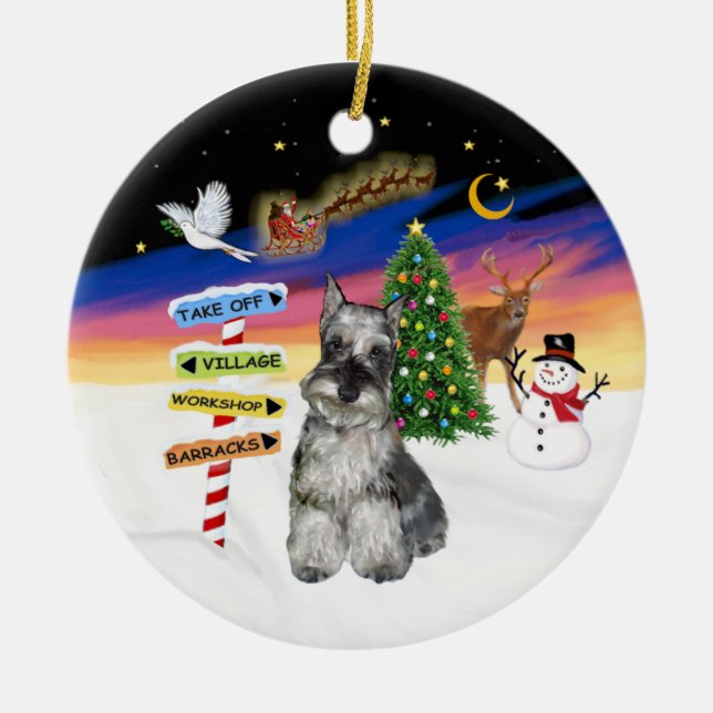 Xmas Signs - Schnauzer #4 Ceramic Ornament (Front)