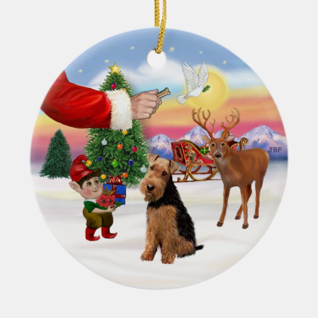 Xmas Signs - Welsh Terrier Ceramic Ornament (Front)