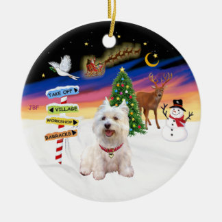 Xmas Signs - West Highland Terrier #3 Ceramic Ornament