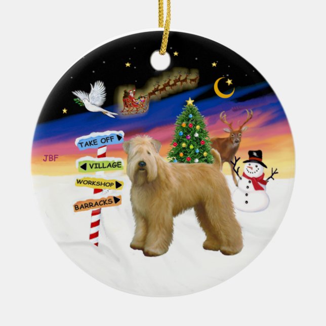 Xmas Signs - Wheaten (Stand) Ceramic Ornament (Front)