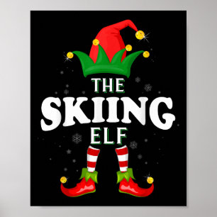 Xmas Skiing Elf Family Matching Christmas Pajama Poster