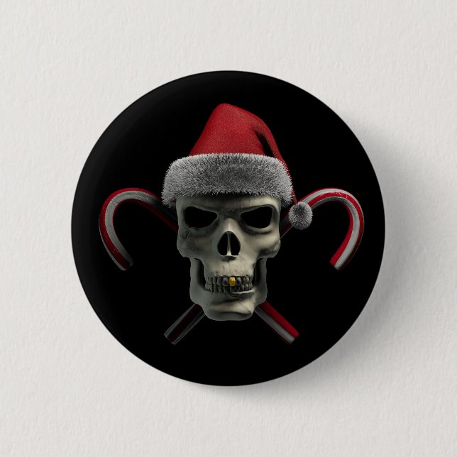 Xmas Skull 2 Inch Round Button (Front)