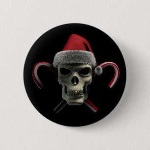 Xmas Skull 2 Inch Round Button