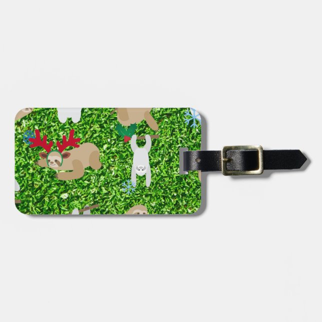 xmas sloth luggage tag (Front Horizontal)