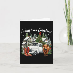 Xmas Small Town Christmas Boot Santa Highland Cow Card
