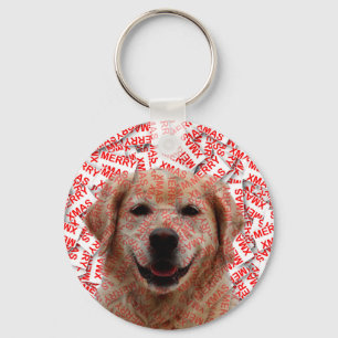 Xmas Smiling Golden Retriever Dog Keychain