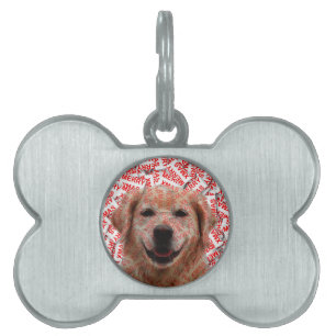 Xmas Smiling Golden Retriever Dog Pet Tag