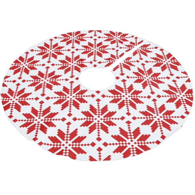 Xmas Snowflake Christmas Pattern Brushed Polyester Tree Skirt (Angled)