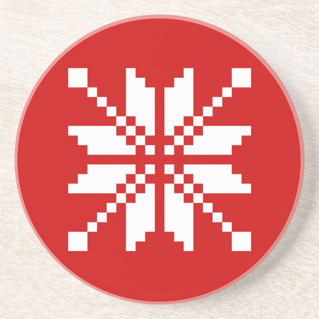 Xmas Snowflake Christmas Pattern Coaster (Front)