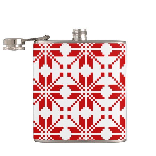 Xmas Snowflake Christmas Pattern Hip Flask (Opened)