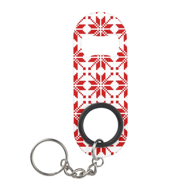 Xmas Snowflake Christmas Pattern Keychain Bottle Opener (Front)