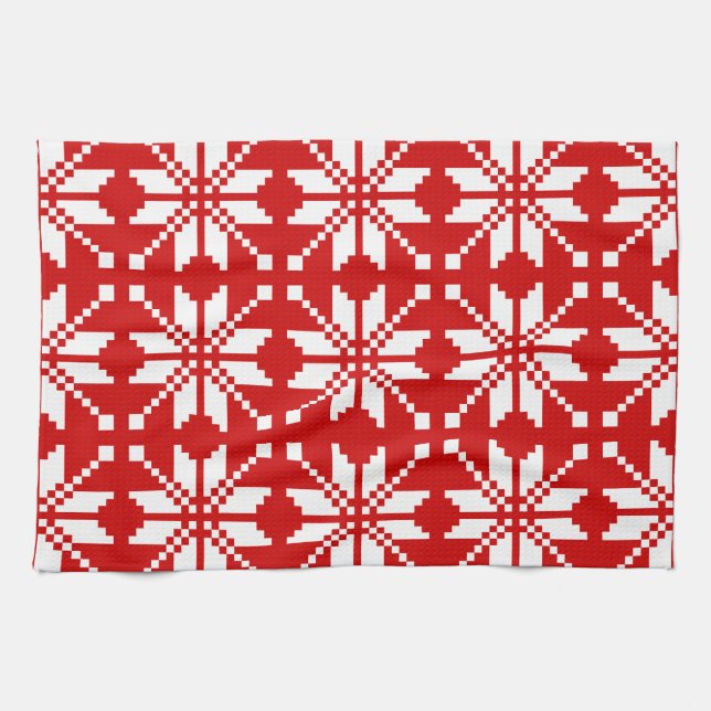Xmas Snowflake Christmas Pattern Kitchen Towel (Horizontal)