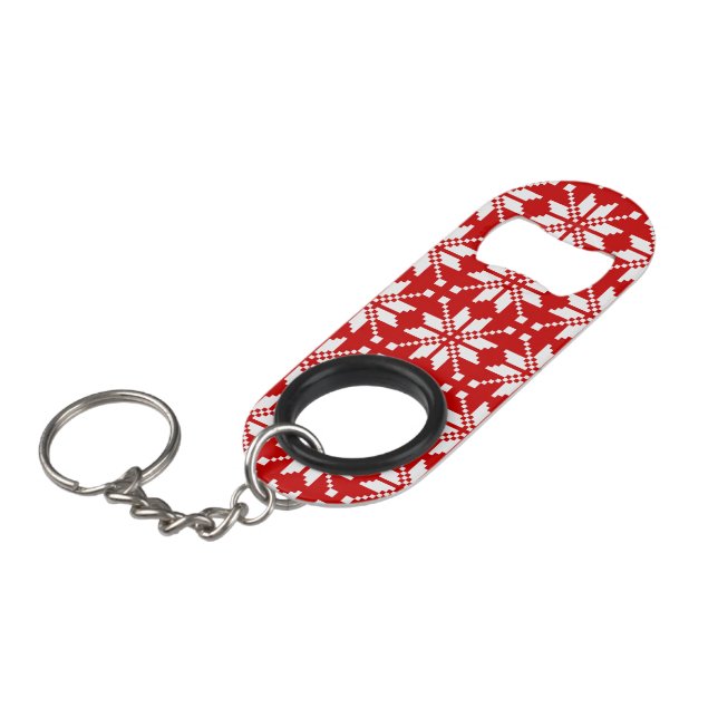 Xmas Snowflake Christmas Pattern Mini Bottle Opener (Front Angled)