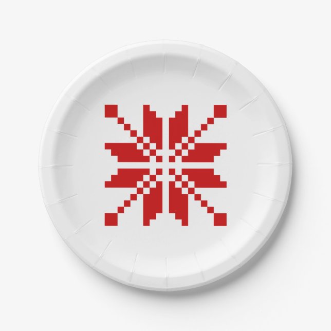 Xmas Snowflake Christmas Pattern Paper Plate (Front)
