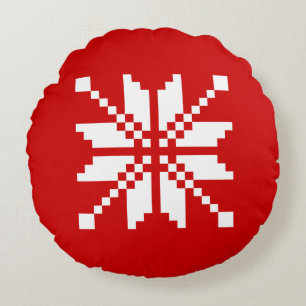 Xmas Snowflake Christmas Pattern Round Pillow