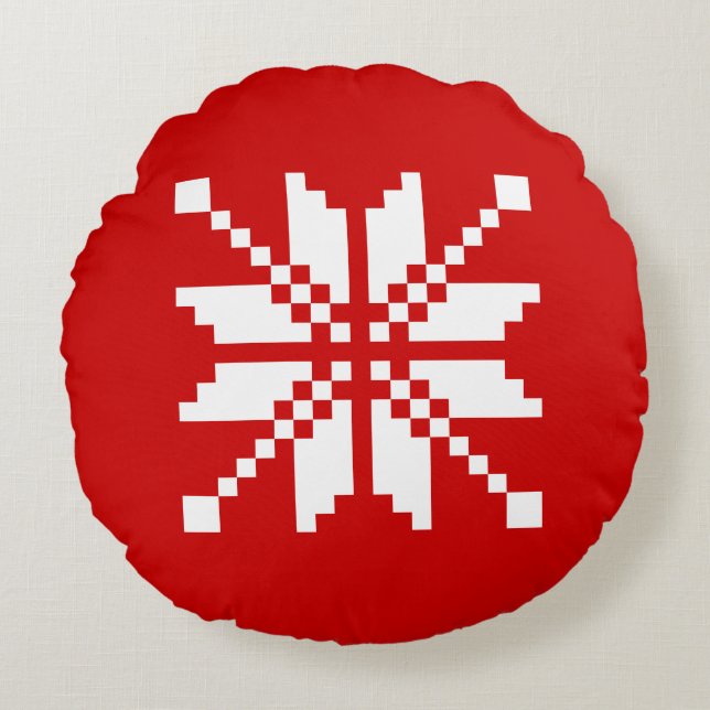 Xmas Snowflake Christmas Pattern Round Pillow (Front)