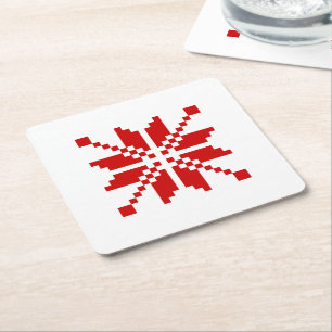 Xmas Snowflake Christmas Pattern Square Paper Coaster