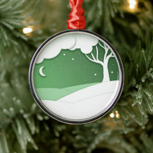 XMAS SNOWY HILLS METAL ORNAMENT