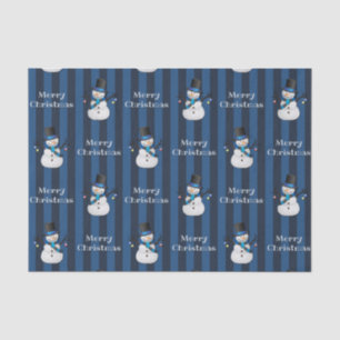 Xmas Snowy Vertical Striped Snowman Tissue Paper
