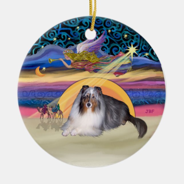 Xmas Star - Blue Merle Sheltie Ceramic Ornament (Front)