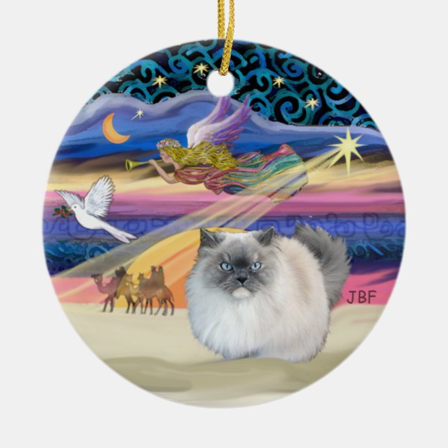 Xmas Star - Blue Smoke Himalayan cat Ceramic Ornament (Front)
