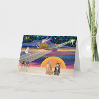 Xmas Star - Brown and Orange Tabby cats (two) Holiday Card