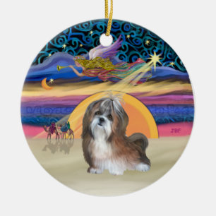 Xmas Star - Shih Tzu  #8 (brown-cream) Ceramic Ornament