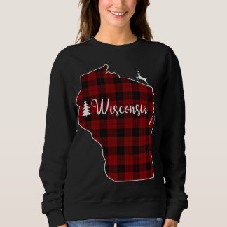 Xmas Stocking for Mom Red Plaid Deer Tree Wisconsi Sweatshirt