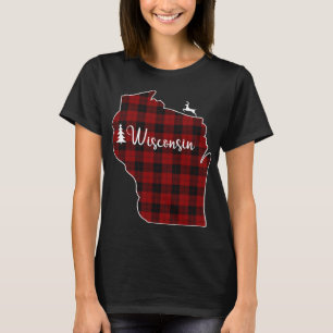 Xmas Stocking for Mom Red Plaid Deer Tree Wisconsi T-Shirt