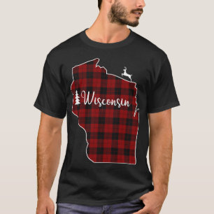 Xmas Stocking for Mom Red Plaid Deer Tree Wisconsi T-Shirt