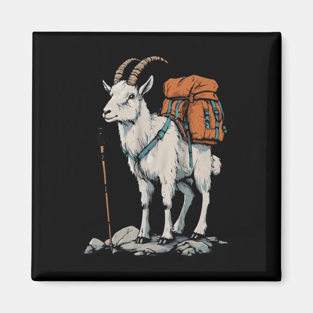 Xmas Store Mountain Goat Backpacker Camping Hiking Magnet (Front)