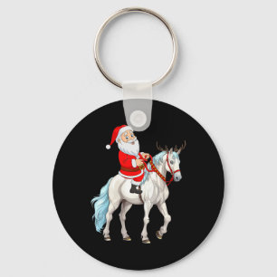 Xmas Style Reindeer Santa Riding Horse Christmas Keychain