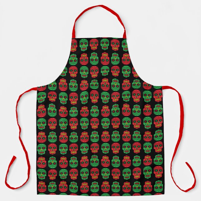 Xmas Sugar Skulls Apron (Front)