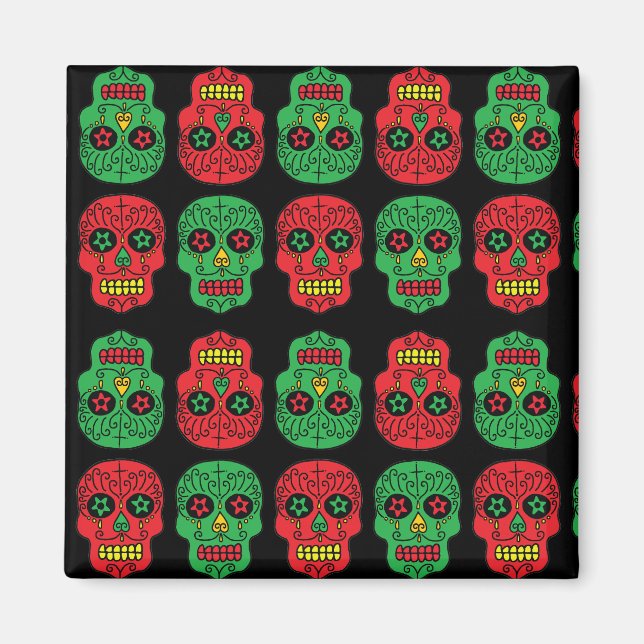 Xmas Sugar Skulls Magnet (Front)