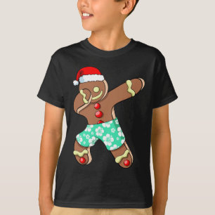 Xmas Summer Boy Dabbing Gingerbread Man Christmas T-Shirt