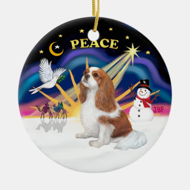 Xmas Sunrise - Blenheim Cavalier (F) Ceramic Ornament (Front)
