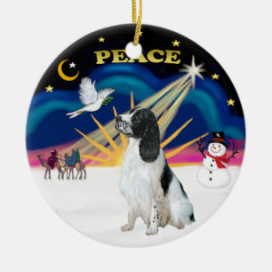 Xmas Sunrise - English Springer Spaniel Ceramic Ornament