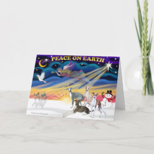 Xmas Sunrise - Four Italian Greyhounds Holiday Card