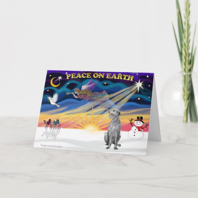 Xmas Sunrise - Scottish Deerhound Holiday Card (Front)