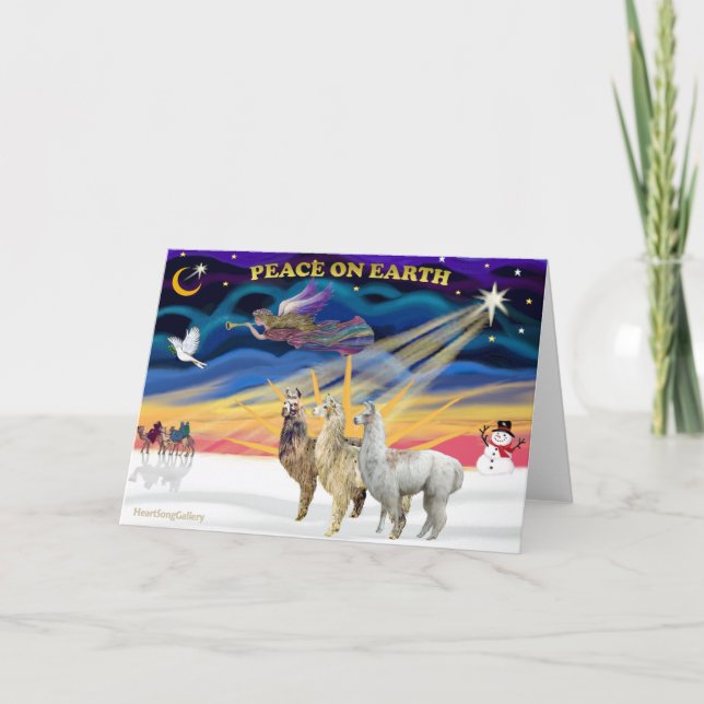Xmas Sunrise - Three Llamas Holiday Card (Front)