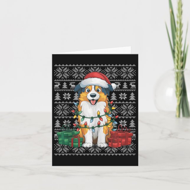 Xmas Sweater Style Ugly Australian Shepherd Dog Ch Card (Front)