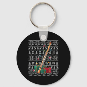 Xmas Sweater Style Ugly Musical Flute Christmas Keychain