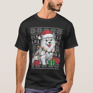 Xmas Sweater Style Ugly Santa American Eskimo Dog 