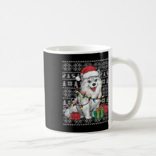 Xmas Sweater Style Ugly Santa American Eskimo Dog  Coffee Mug
