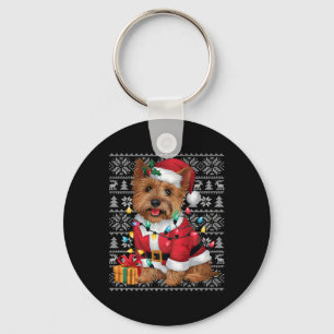 Xmas Sweater Style Ugly Santa Cairn Terrier Dog Ch Keychain