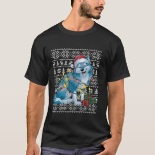 Xmas Sweater Style Ugly Santa Hat Arctic Wolf Chri